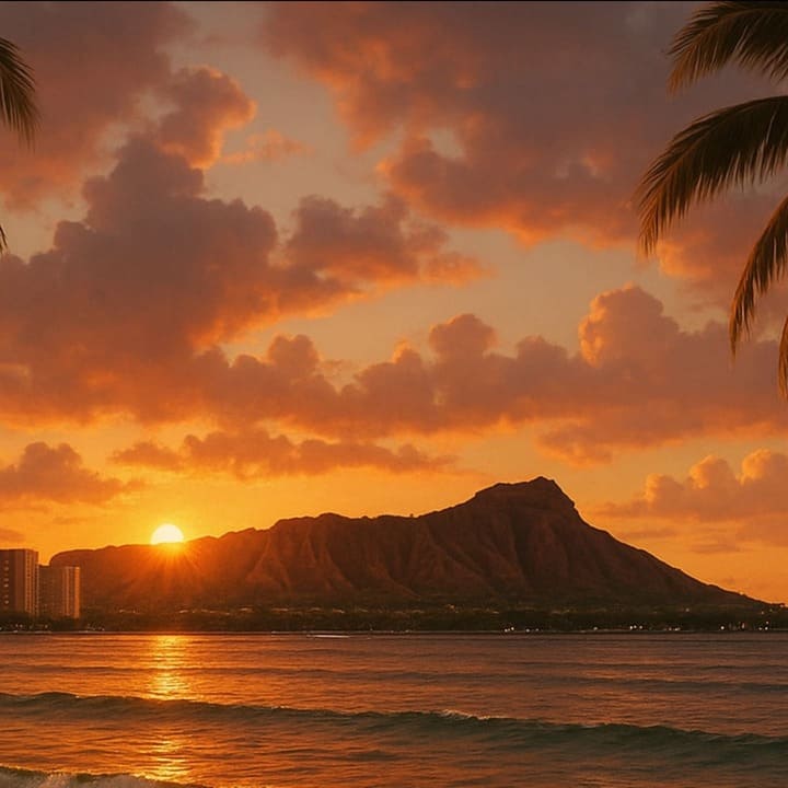 A boat on the ocean during a vibrant sunset